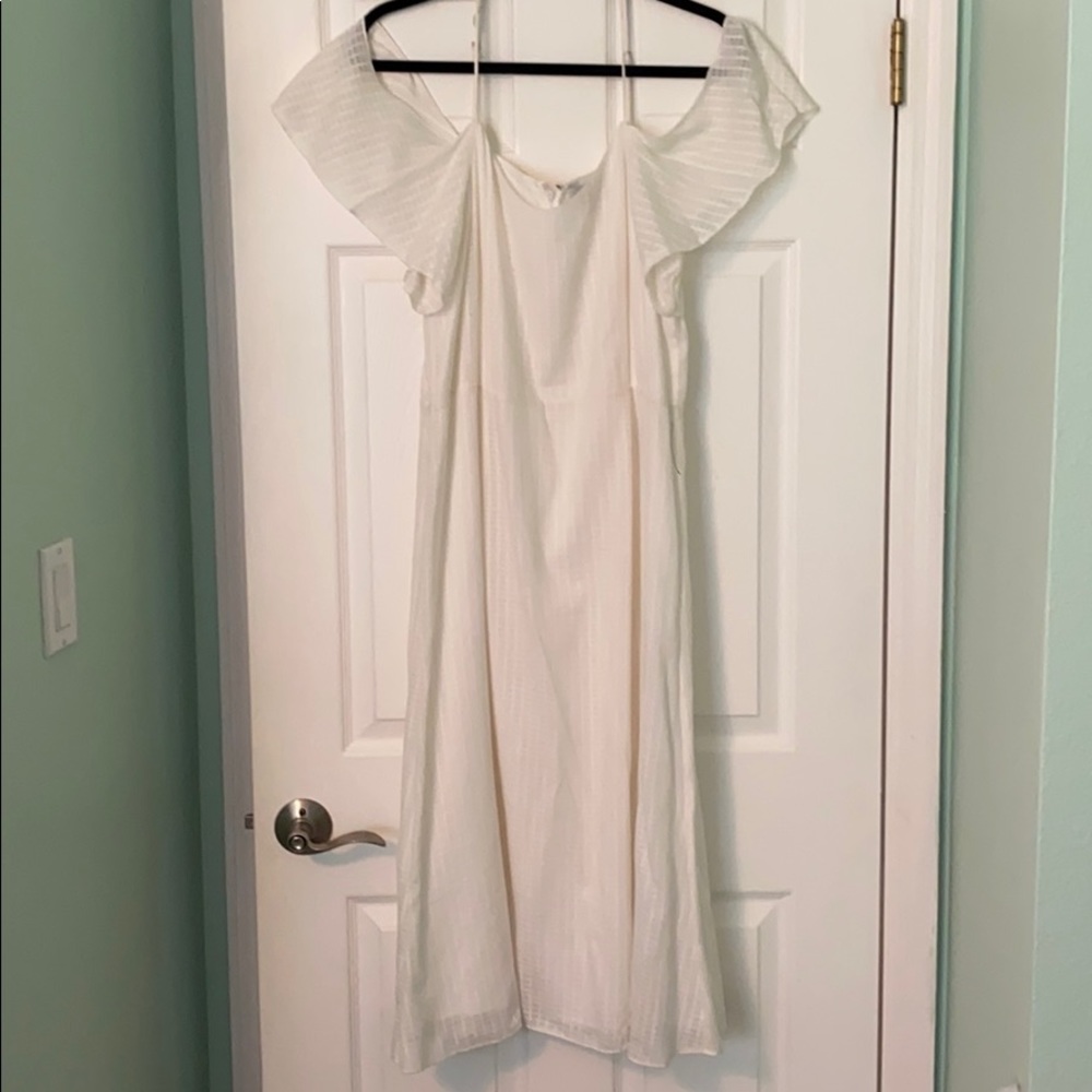 Halston white midi dress
